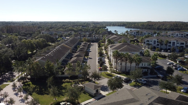 An aerial view of a suburban development in Westchase, Florida