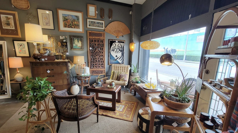 Vintage furniture on display at Etoile Boutique.