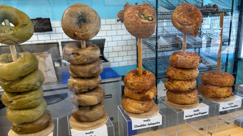 Bagels on display at Baygulls Bakery, Tampa Bay