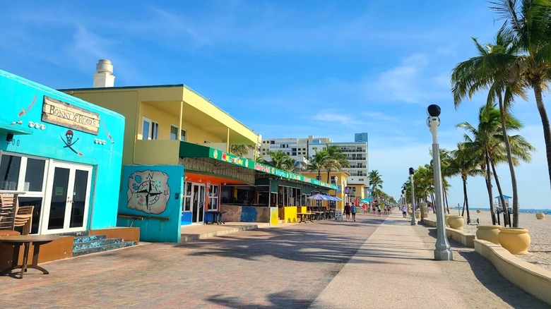 A view of Hollywood Beach Boardwalk