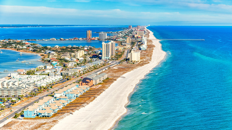 An aerial view of Pensacola Beach