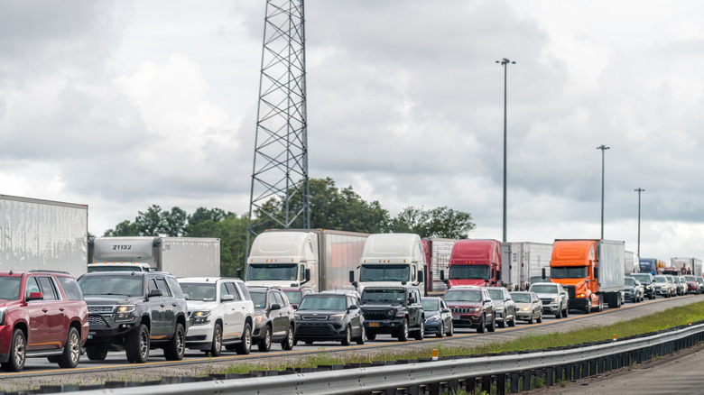 Traffic backed up on I-95 near Jacksonville, Florida