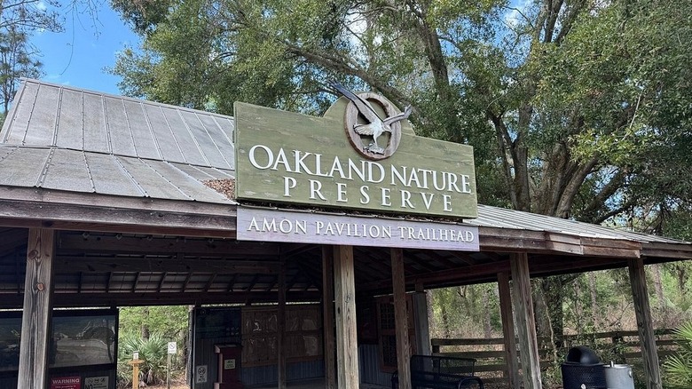 A sign for the Oakland Nature Preserve on the West Orange Trail