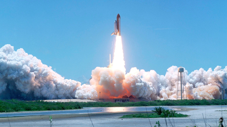 A rocket launching at Kennedy Space Center