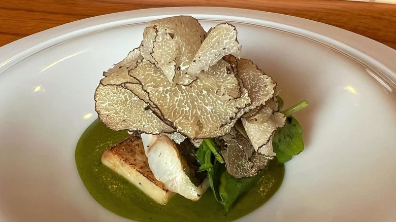 Monkfish liver and black truffle dish at Sorekara Orlando