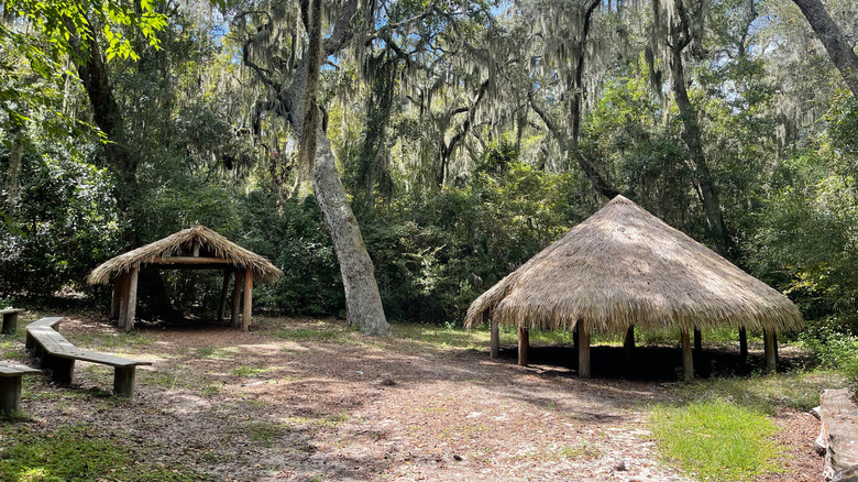 The huts of the Timucuan at Fort Caroline National Memorial in Jacksonville, Florida.