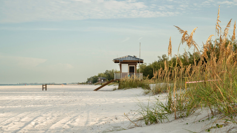 The lifeguard stand on Coquina Beach