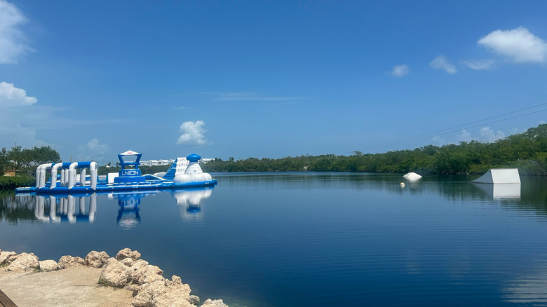 Rhum Runner Aqua Park and watersports ramp at The Lagoon on Grassy Key in Marathon, Florida