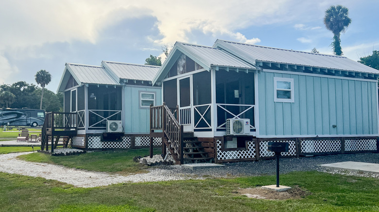 Tiny homes at Crescent Fish Camp in Crescent City, Florida.