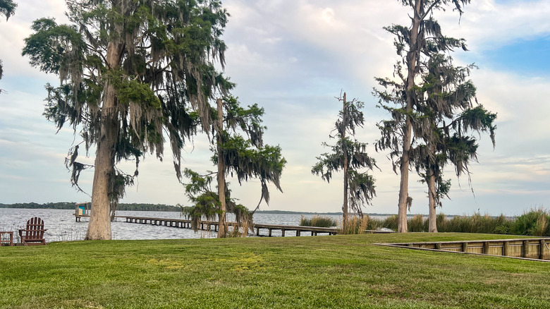 Fishing pier at Crescent Fish Camp in Crescent City, Florida.