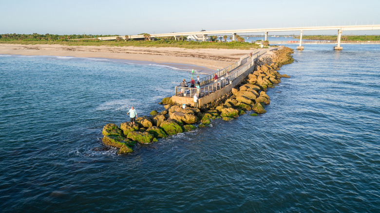 Fishermen at the south jetty of Sebastian Inlet State Park