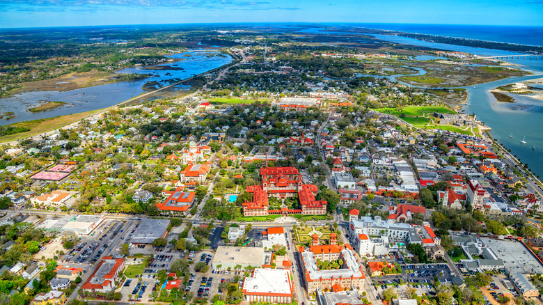 Overlooking St. Augustine downtown in between canals and water