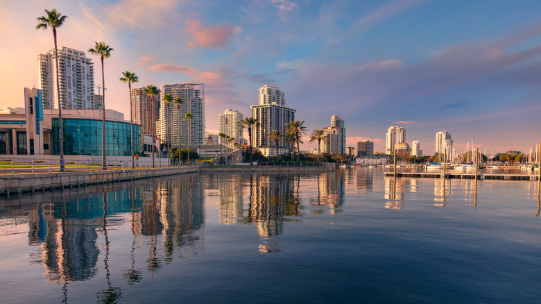 St. Petersburg, Florida at sunset, with the ocean in view