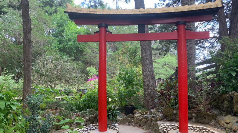 A Japanese-style pagoda at Cedar Lakes Woods and Gardens in Williston