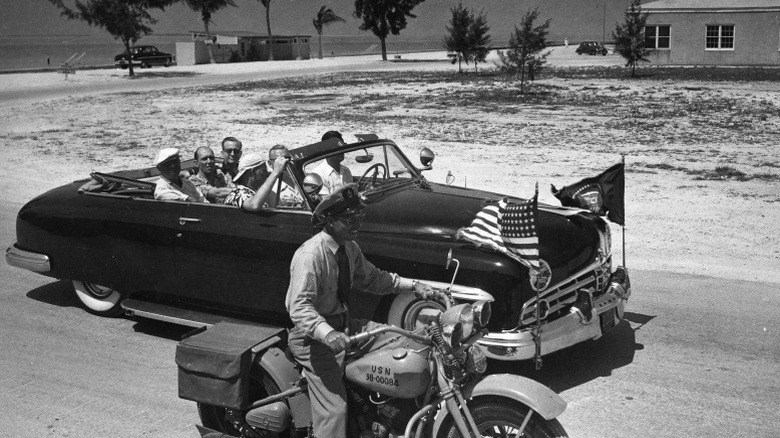 President Truman rides to his Key West Little White House in 1951