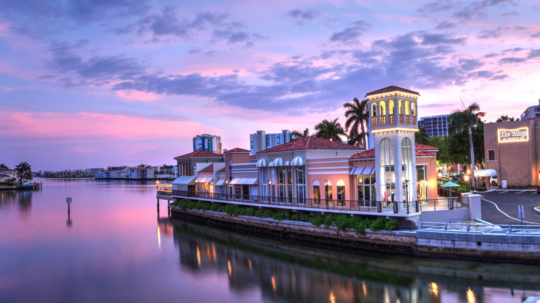 The Village Shops on Venetian Bay from the water