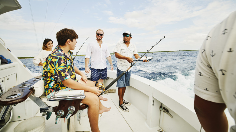 Group of travelers on a fishing trip