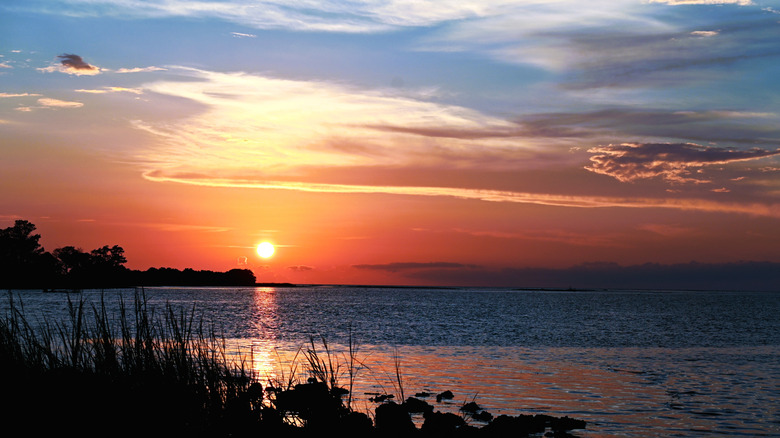 Bird Creek Beach evening sunset in Florida.