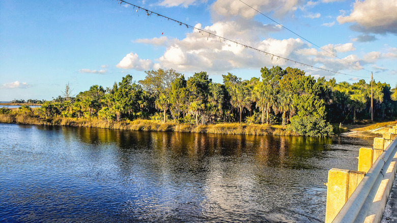 Bird Creek Bridge looking towards Pumpkin Island in Yankeetown, Florida.