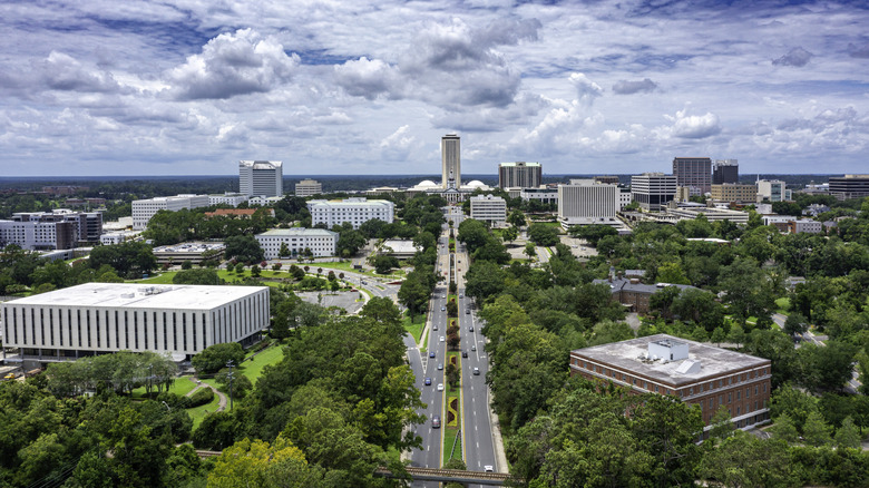 The Tallahassee skyline under a cloudy sky