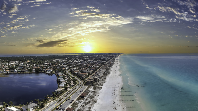 Sunset over the white sand beaches of Destin, Florida
