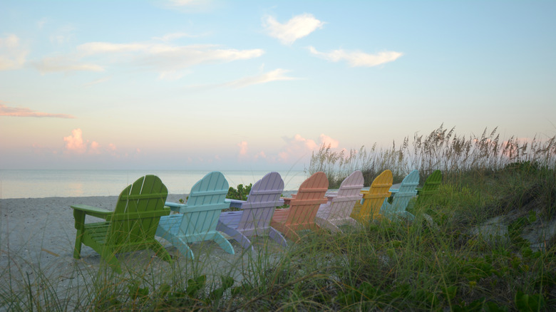 Colorful beach chairs on Captiva Island