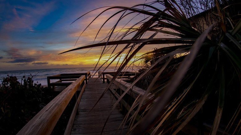 A pier at Satellite Beach, Florida, at sunset