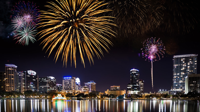 Fireworks in Downtown Orlando, Florida