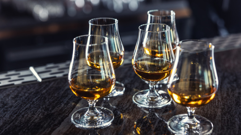 Cognac in glasses for a tasting