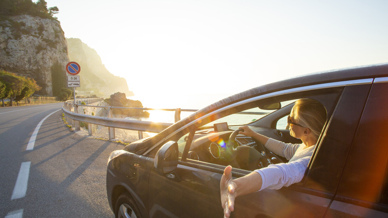 Woman driving in Italy