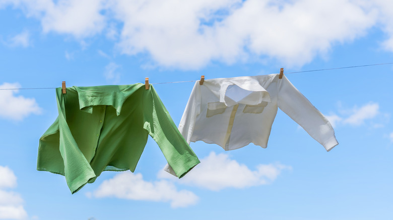 Shirts hanging outside