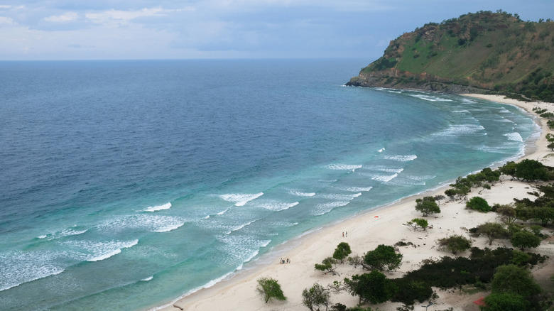 An aerial view of Dolok Oan Beach, one of the most popular beaches in Dili, Timor-Leste