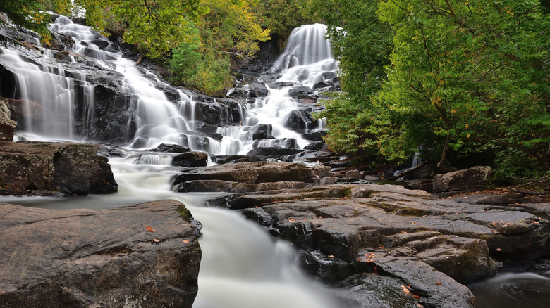 Waber Falls flowing in the La Mauricie National Park, Canada