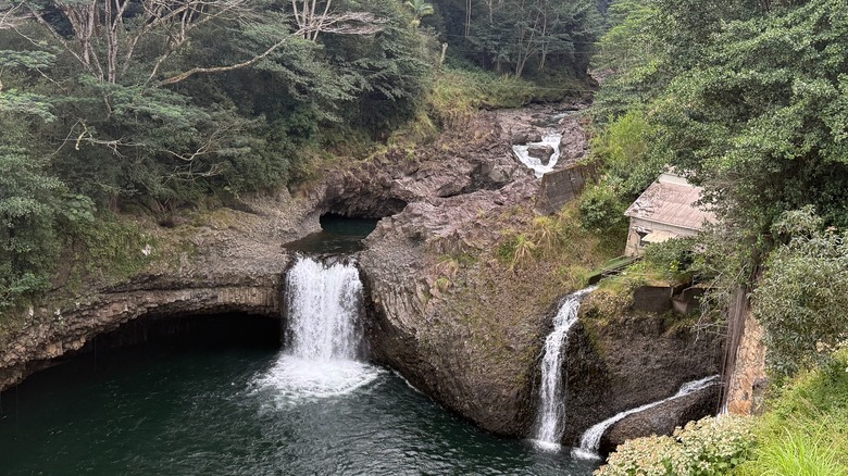 Overhead view of waterfall located on OK Farms land