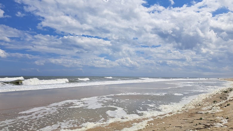 The waves lapping on Assateague Beach