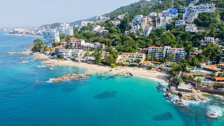 The Rocky beach and beachfront condos at Conchas Chinas near Puerto Vallarta Mexico