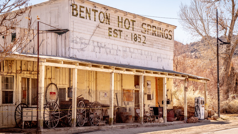Historic building advertising Benton Hot Springs