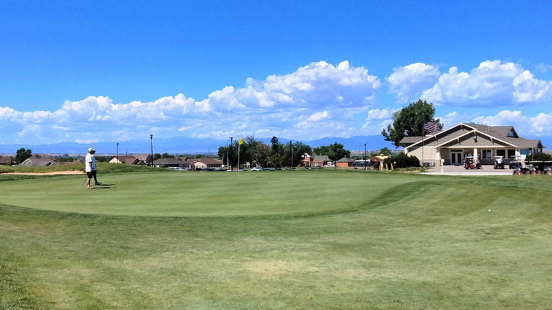View across the green of Coyote Creek Golf Course in Fort Lupton, Colorado