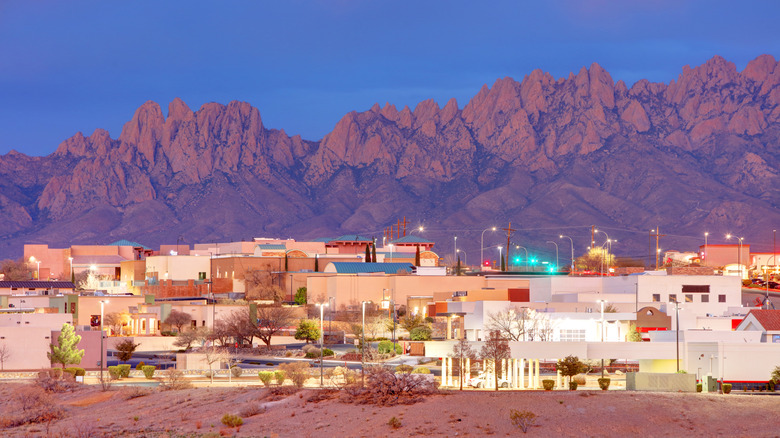 The Organ Mountains rise behind the city of Las Cruces