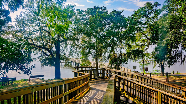 Boardwalk and pier in a park in Daphne, Alabama
