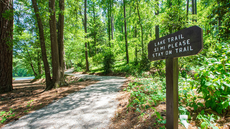A scenic trail in Hoover, Alabama, marked by a sign