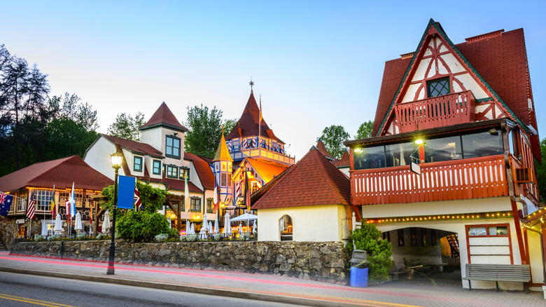 Colorful Bavarian-style buildings in Helen, Georgia