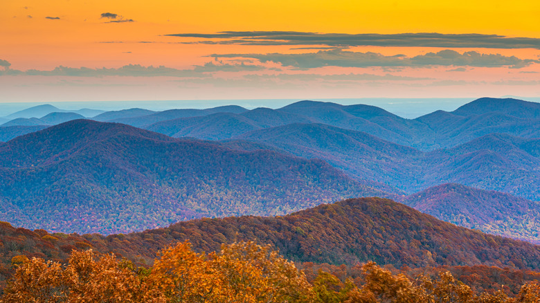 Blue Ridge Mountains at sunset in North Georgia, USA