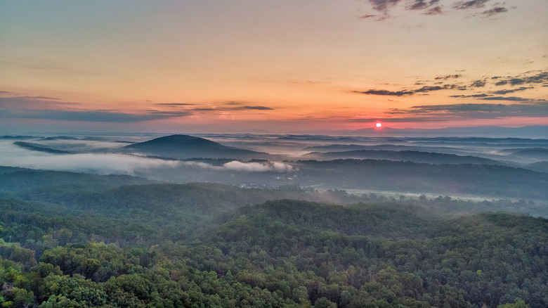 An idyllic mountain view of the Appalachians near Ringgold in Catoosa County, Georgia