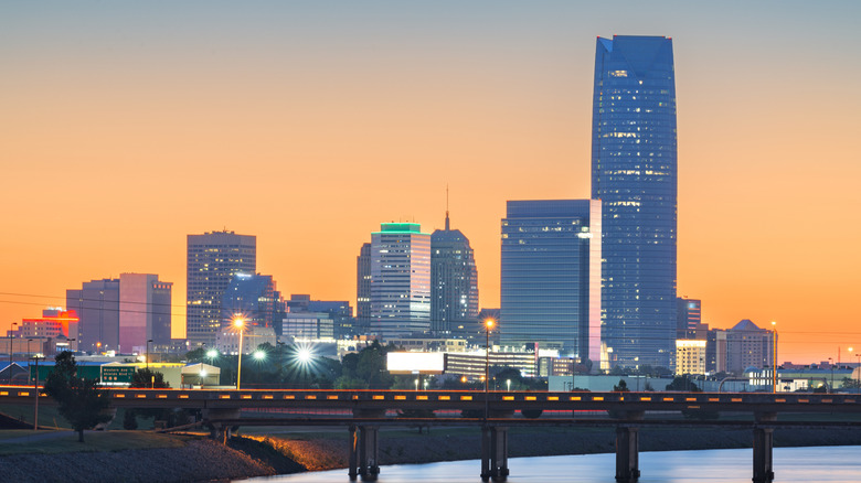 The Oklahoma City skyline at dusk