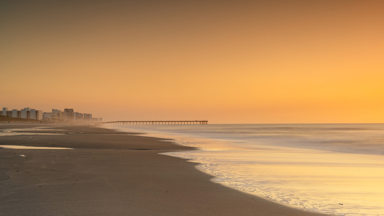 Myrtle Beach's long stretch of sandy coastline in Horry County, South Carolina.