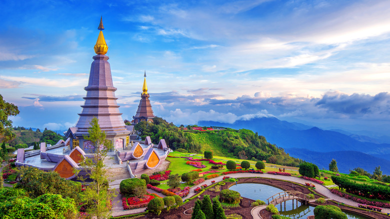 Royal pagodas on the Doi Inthanon mountainside in Chiang Mai