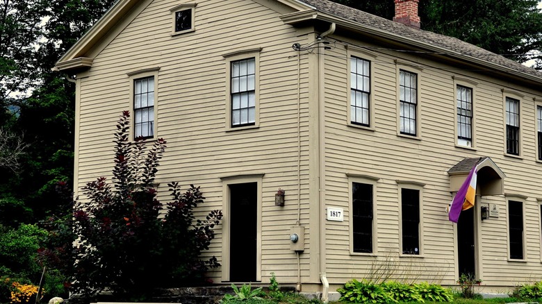 The facade of the Susan B. Anthony Birthplace Museum, Adams, Massassachusetts