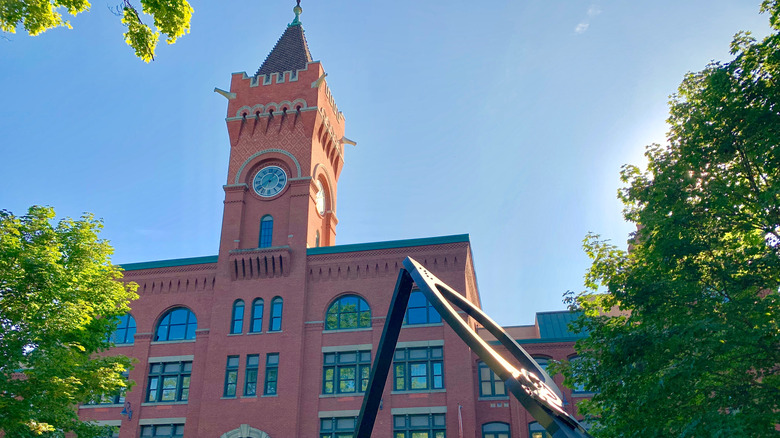 The tower of the former American Optical Company headquarters and former site of the Optical Heritage Museum, now a hotel.