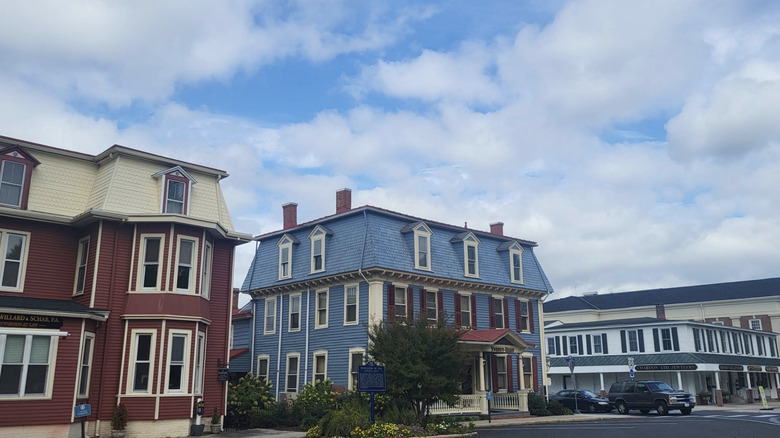 Some older buildings on a cloudy day in Georgetown, the county seat of Sussex County